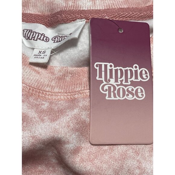 Hippie Rose Pink Acid Wash Oversized Sweatshirt Womens XS Crewneck Side Slits - Picture 4 of 6